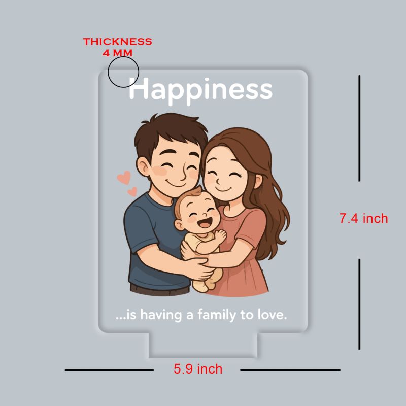 Happiness is Having A Family to Love Quote Engraved LED Night Lamp with Automatic Color Changing Light Gift for Parents Bedroom Decor Light